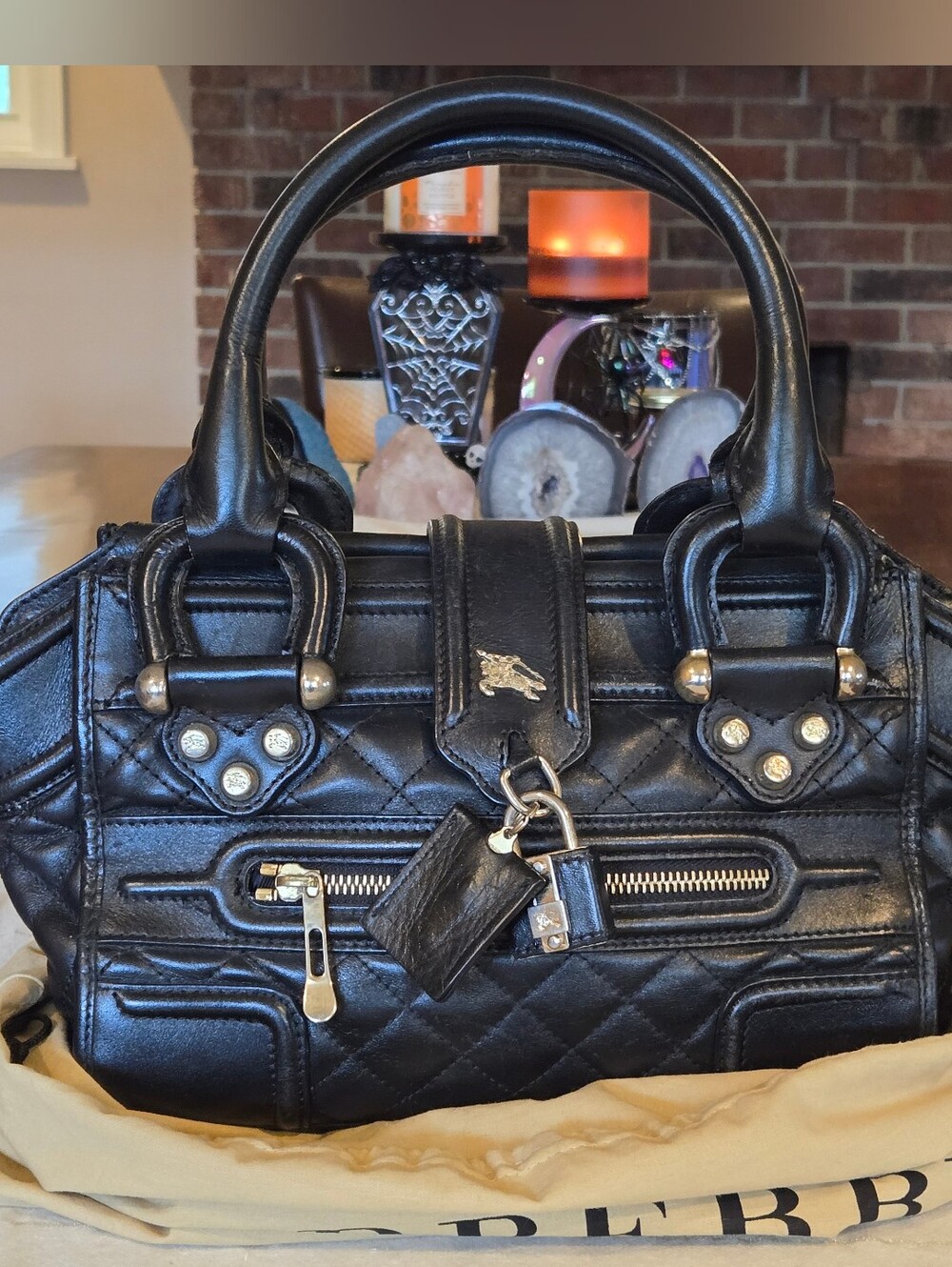 BURBERRY Vintage Black Quilted Leather Mini Manor Bag (circa 2008)